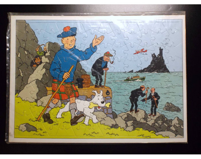 Rare ancien puzzle du chèque Tintin L'Ile noire années 70