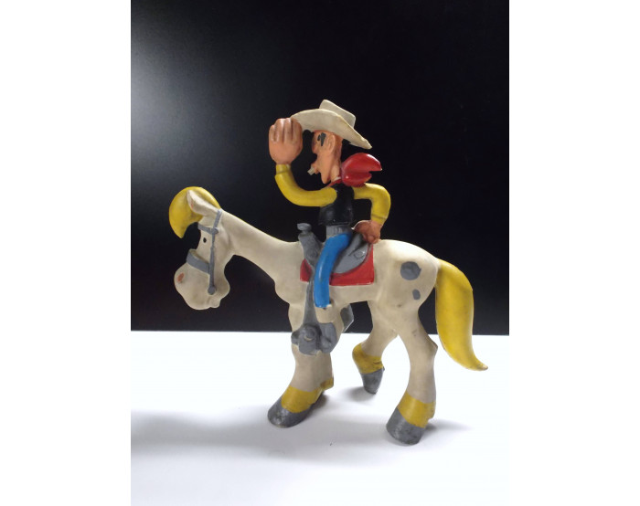 RARE Grand pouet Lucky Luke à cheval avec sifflet TBE