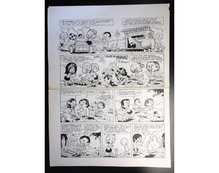 Planche originale Les 24 tours du Mhans de Denayer pour Junior en 1966