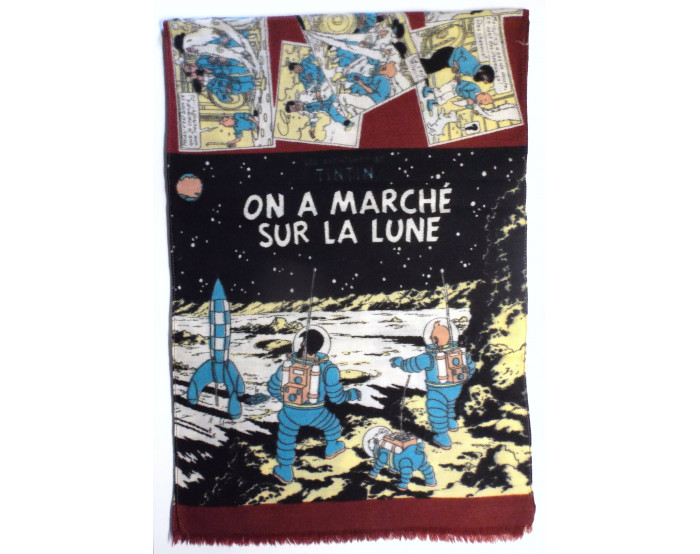 RARISSIME Echarpe en laine On a marché sur la Lune années 50 