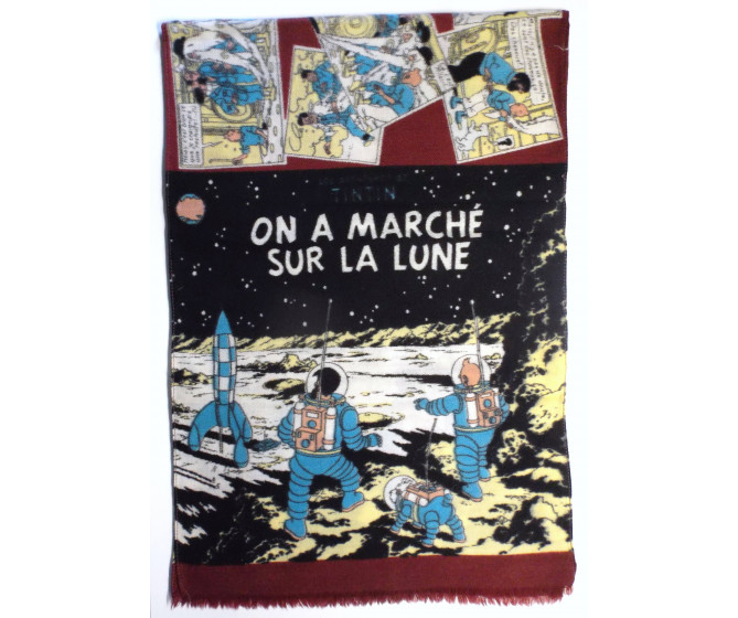 RARISSIME Echarpe en laine On a marché sur la Lune années 50 