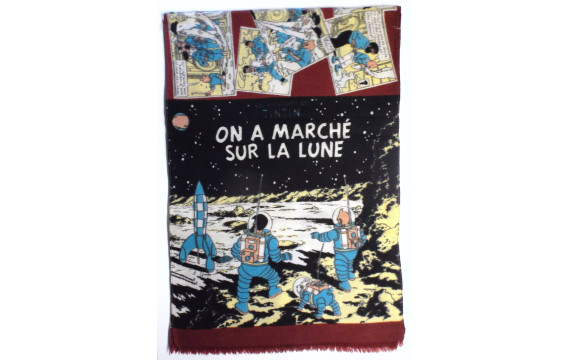 RARISSIME Echarpe en laine On a marché sur la Lune années 50 