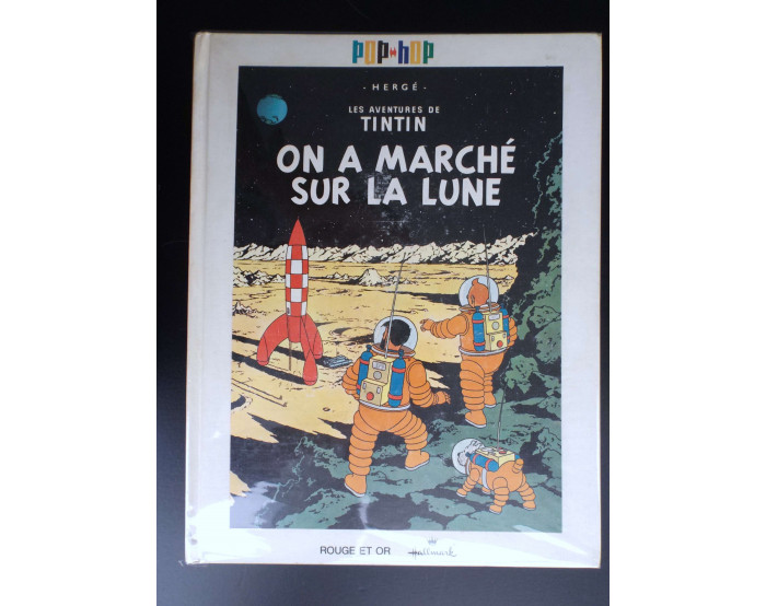 Album Pop Hop Tintin On a marché sur la Lune Rouge et or TBE complet