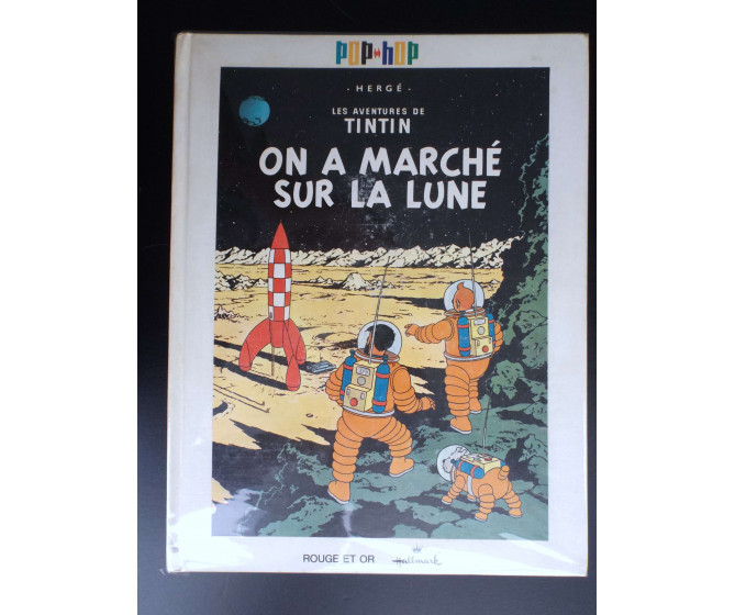 Album Pop Hop Tintin On a marché sur la Lune Rouge et or TBE complet