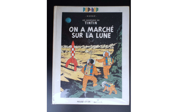 Album Pop Hop Tintin On a marché sur la Lune Rouge et or TBE complet