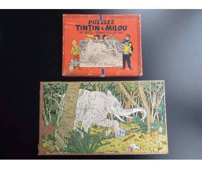 RARE Puzzle Dubreucq Tintin au Congo incomplet BON ETAT