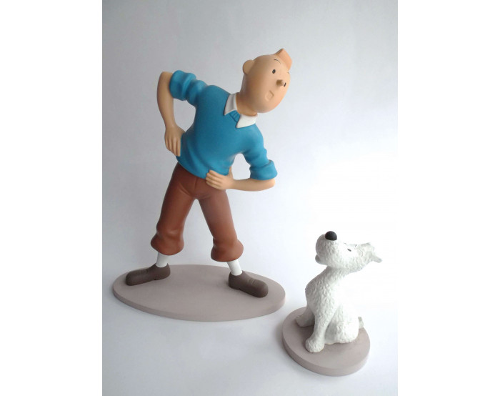 Statuette Tintin Gymnastique Moulinsart Ref 45922 B + C ETAT NEUF 