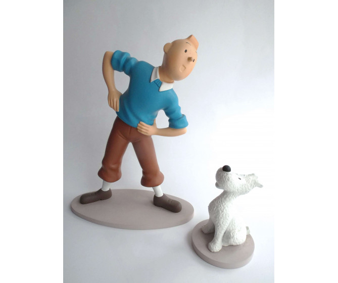 Statuette Tintin Gymnastique Moulinsart Ref 45922 B + C ETAT NEUF