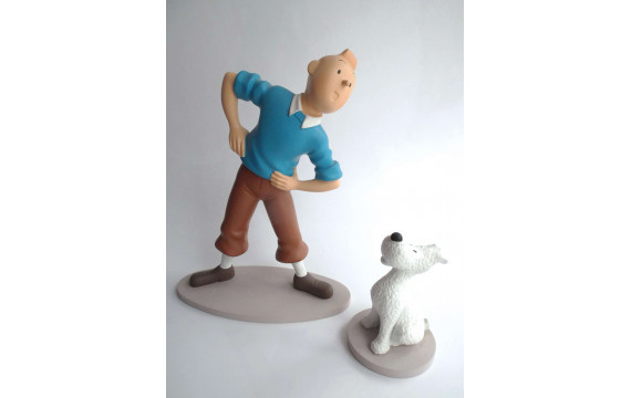 Statuette Tintin Gymnastique Moulinsart Ref 45922 B + C ETAT NEUF 