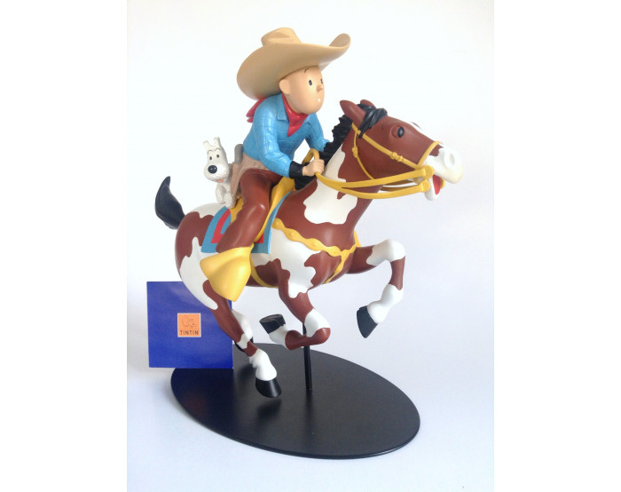 Statuette Tintin Cow-boy Moulinsart Résine Ref 45942 B + C ETAT NEUF