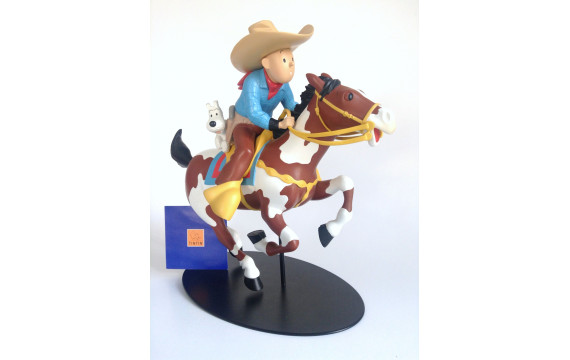 Statuette Tintin Cow-boy Moulinsart Résine Ref 45942 B + C ETAT NEUF