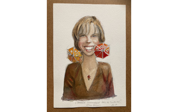 Magnifique dessin original dédicacé mine de plomb et aquarelle par Gibrat